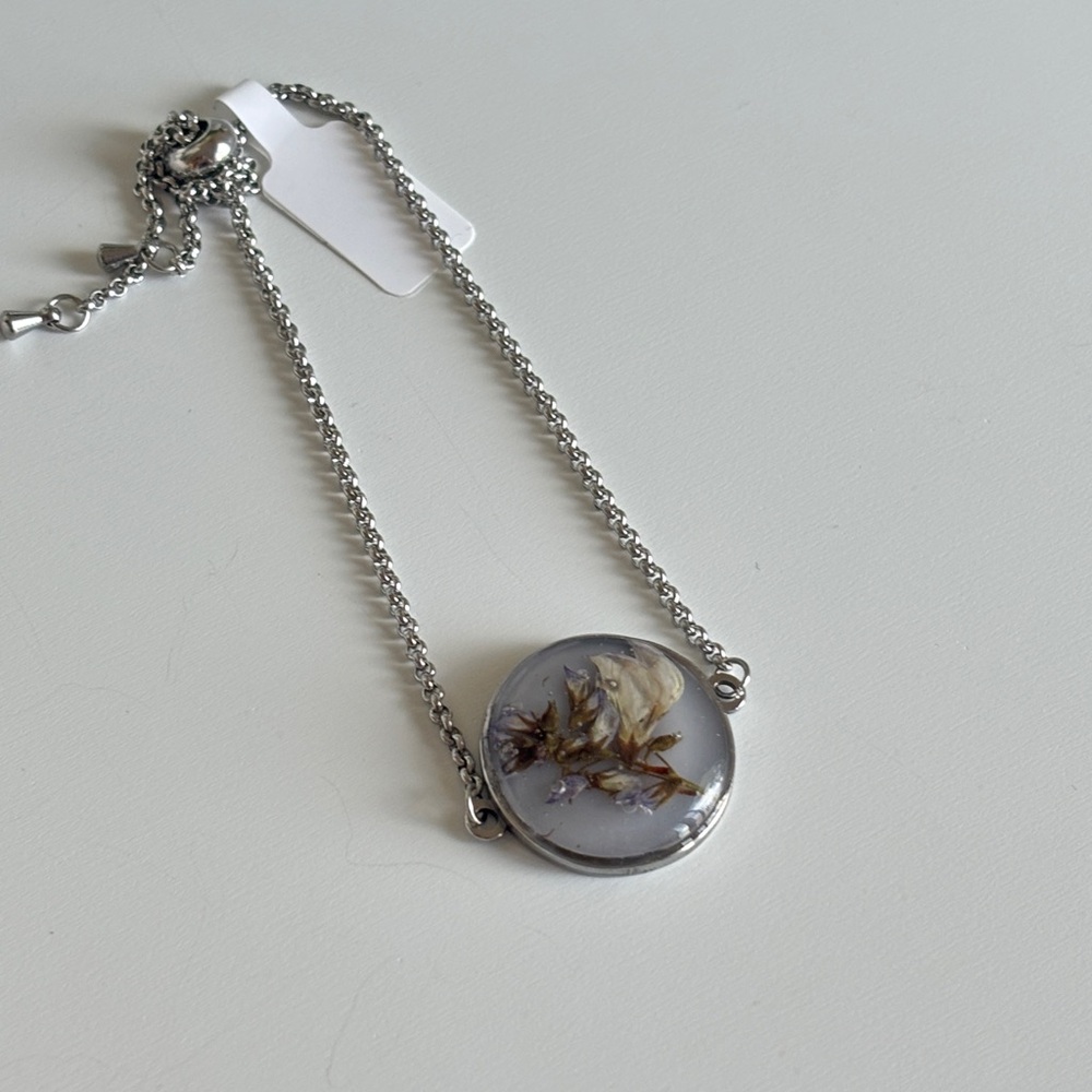 Handmade with real flowers stainless steel slider bracelet
